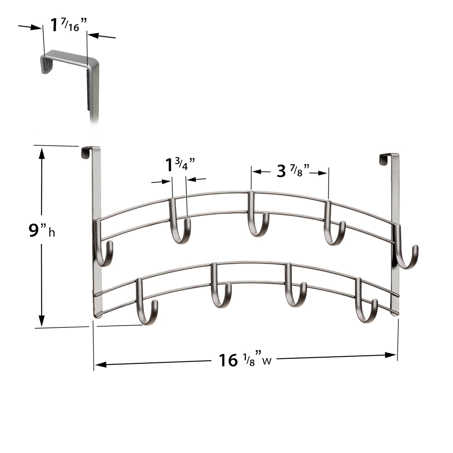 LYNK Professional® Home™ Over The Door Hooks - 9 Hook Over The Door Hanger - Over Door Coat Rack - Hanging Towels or Clothes - Bathroom, Bedroom or Laundry Room - Lifetime Ltd. Warranty – Platinum