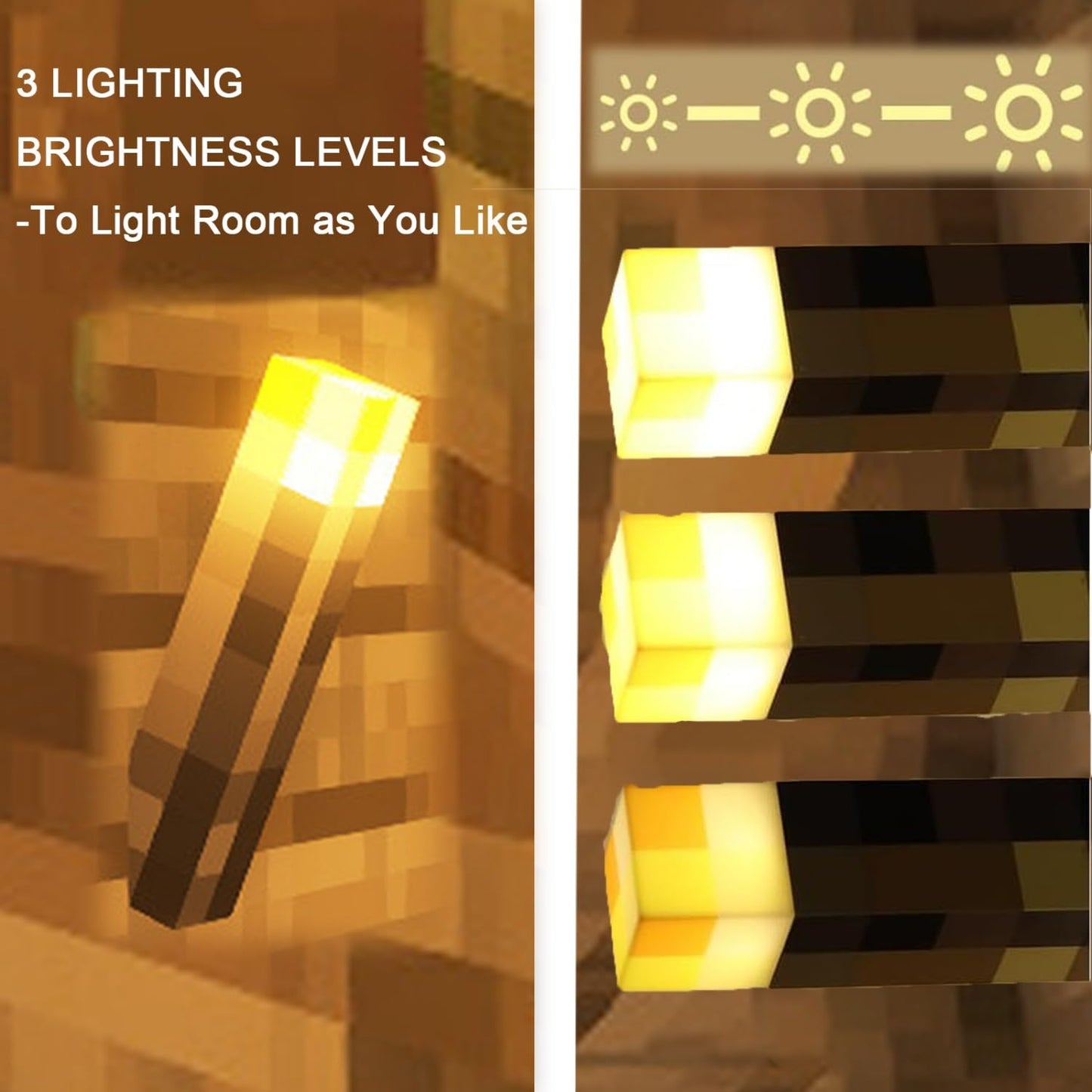 Yckeogln Light-Up Wall Torch With Wall Mountable-Torch Lamp With 3 Lighting Levels Led Light With Mount&Hand Held Usb Rechargeable Night Light For Boysbirthday Parties Living Room Decor (Single)