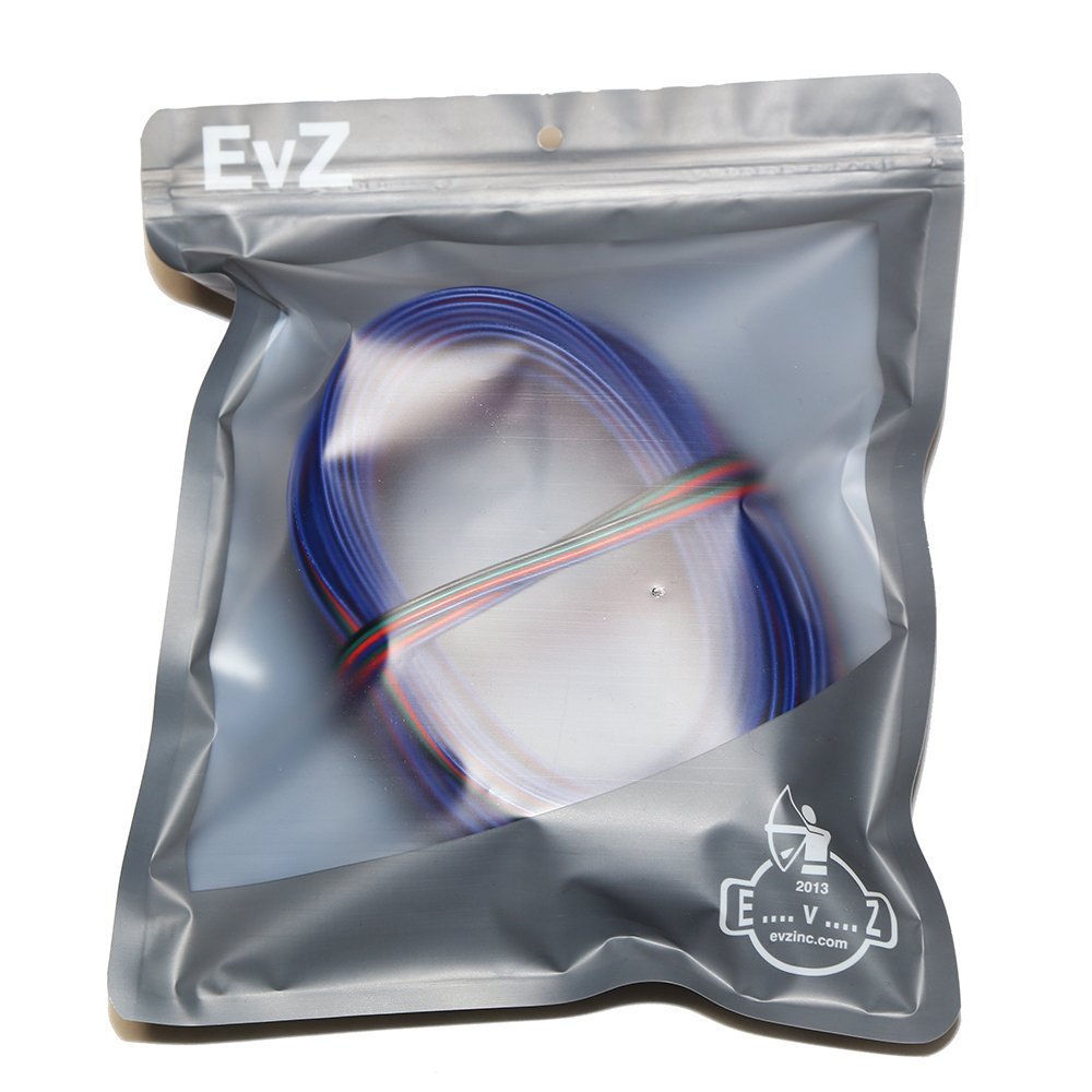 EvZ 22AWG 4 Conductor Extension Wire, 66ft/20M, 4 Pin for RGB LED Strips, Black-Green-Red-Blue, Model SYNCHKG