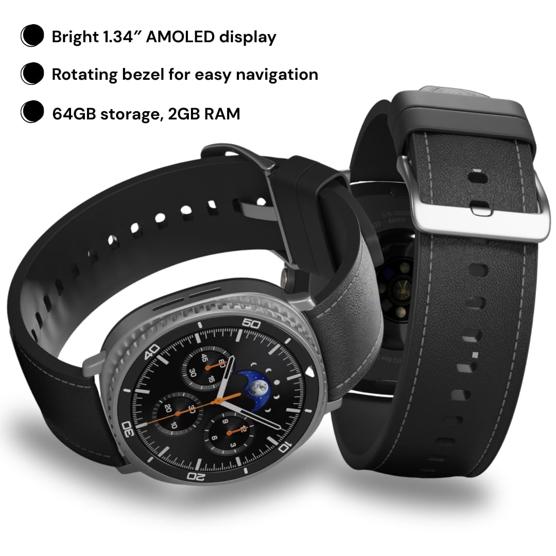 SAMSUNG Galaxy Watch 8 Classic | 46mm, Rotating Bezel | AI Smartwatch w/ 1.34" AMOLED, Wear OS 6, Wi-Fi, Bluetooth, GPS Fitness Tracker, IP68 | International Model L500 | w/Fast Charger, Black