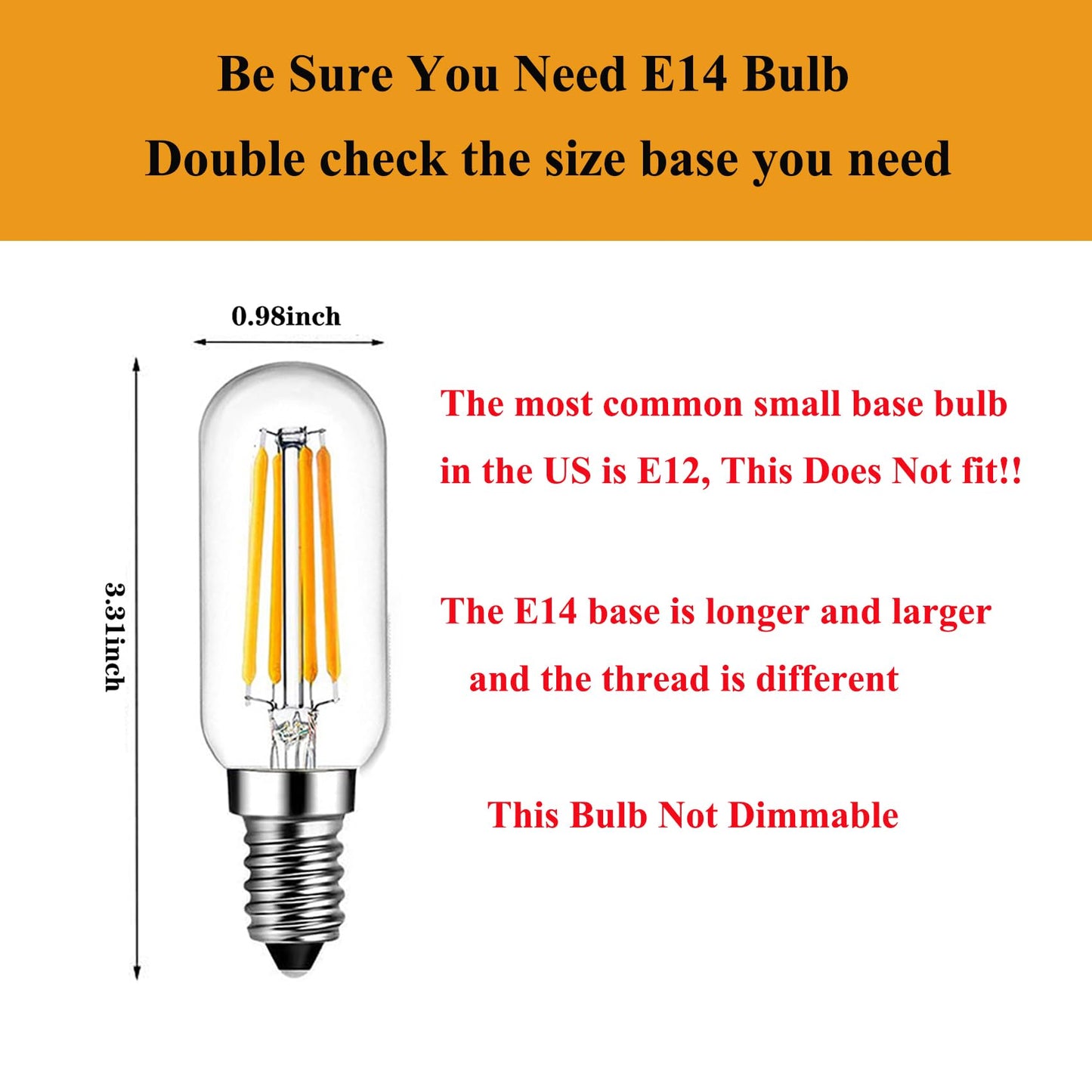 Shuwdkar E14 Led Bulb 4W Warm White 2700K Clear Vintage Candelabra Bulbs, 6 Pack, Glass
