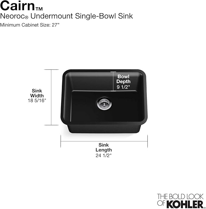 KOHLER 28001-CM6 Cairn Sink, 24 in, Matte White