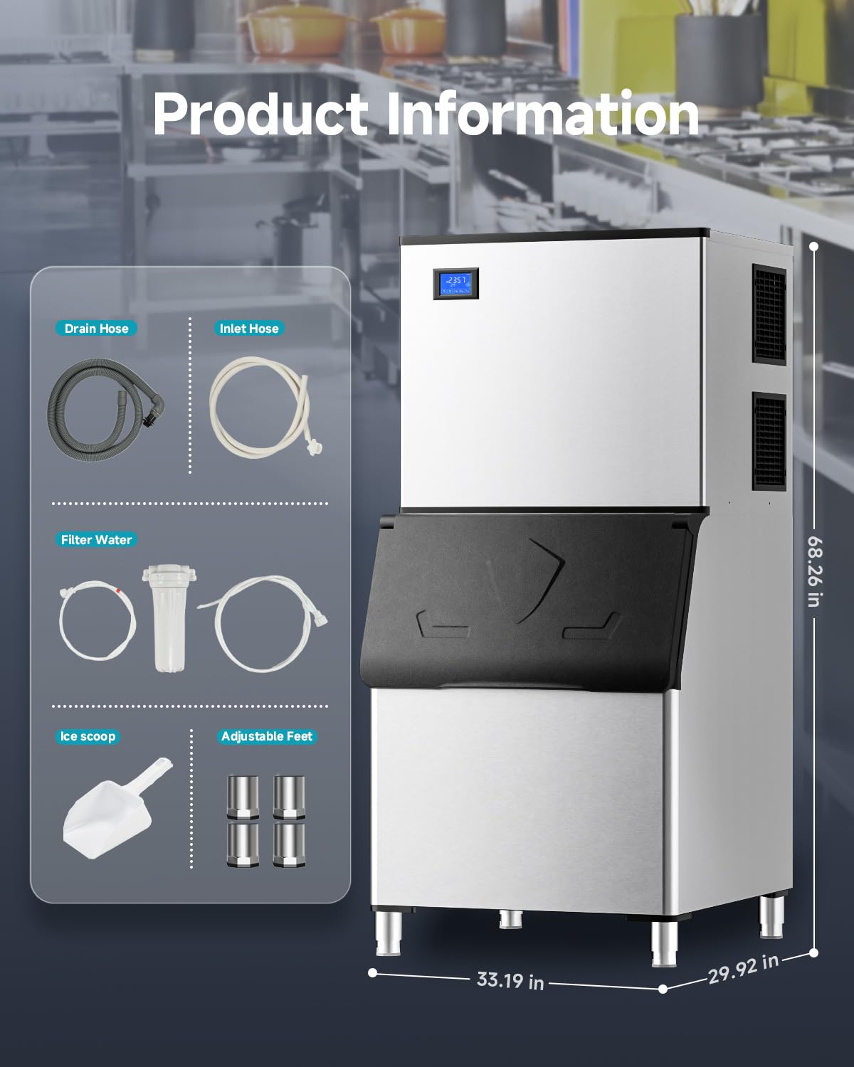 EUHOMY Commercial Ice Maker Machine,800lbs/24H,Industrial Ice Machine with 300lbs Storage Bin,Ice Ready in 10-15 Mins,SECOP Compressor&ETL,Stainless Steel Ice Maker for Bar/Cafe/Restaurant/Business