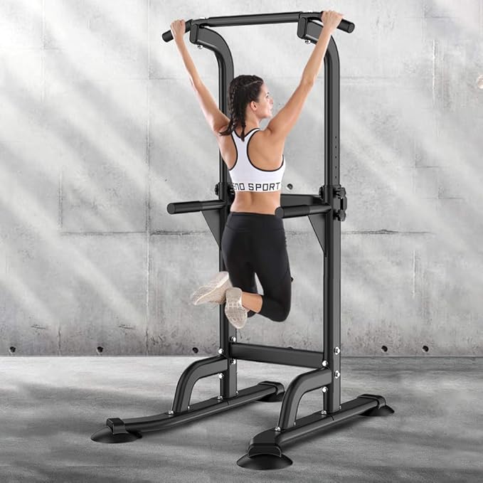 SogesPower Power Tower Dip Station Pull Up Bar for Home Gym Adjustable Height Strength Training Workout Equipment,Pull Up ...