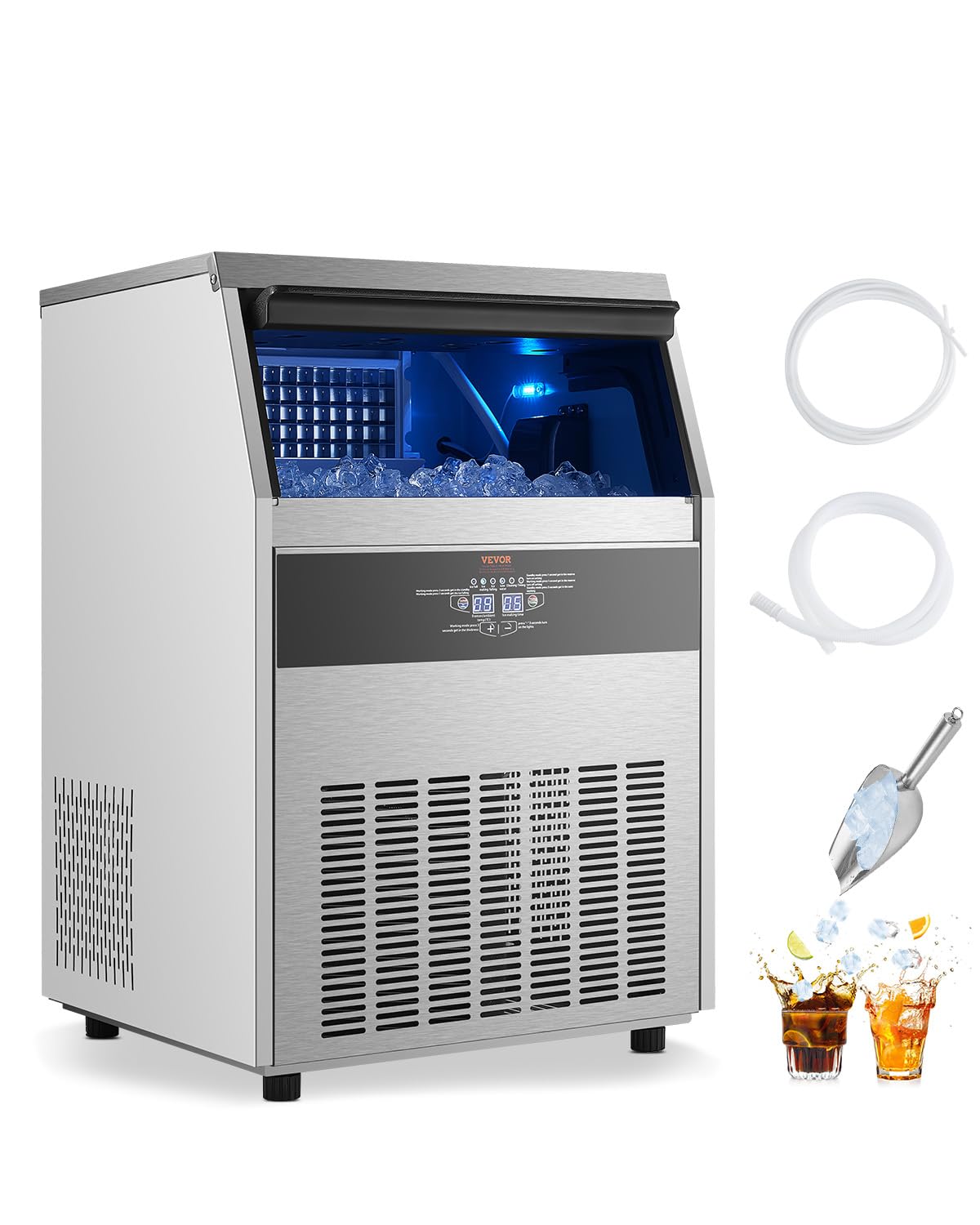VEVOR Freestanding Ice Maker Machine for Bar Office Restaurant (265lbs/24H)