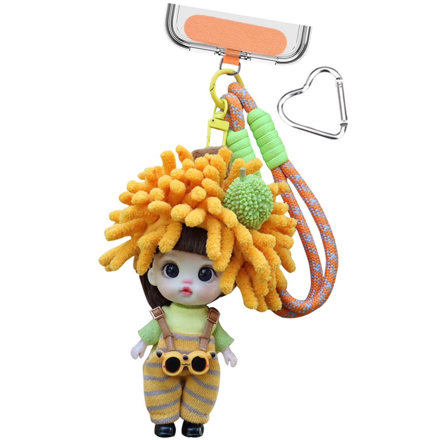 Cute Phone Charm &Hand Wrist Strap Lanyard With Tether Tab,Keychain Phone Lanyard With Pineapple Element Vinyl Baby Doll Pendant