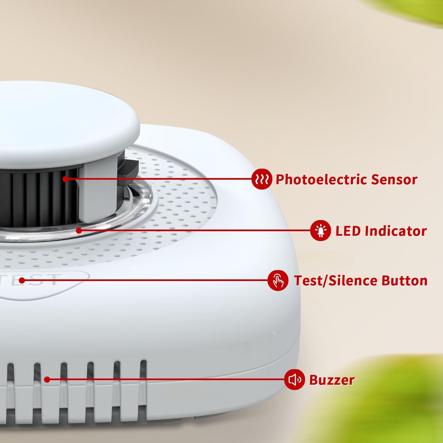 SHYEEH Smoke Detector, Fire Alarms Smoke Detectors, Smoke Alarm Battery Powered, Portable Smoke Detectors with LED Indicator, MY-S05, 2 Packs