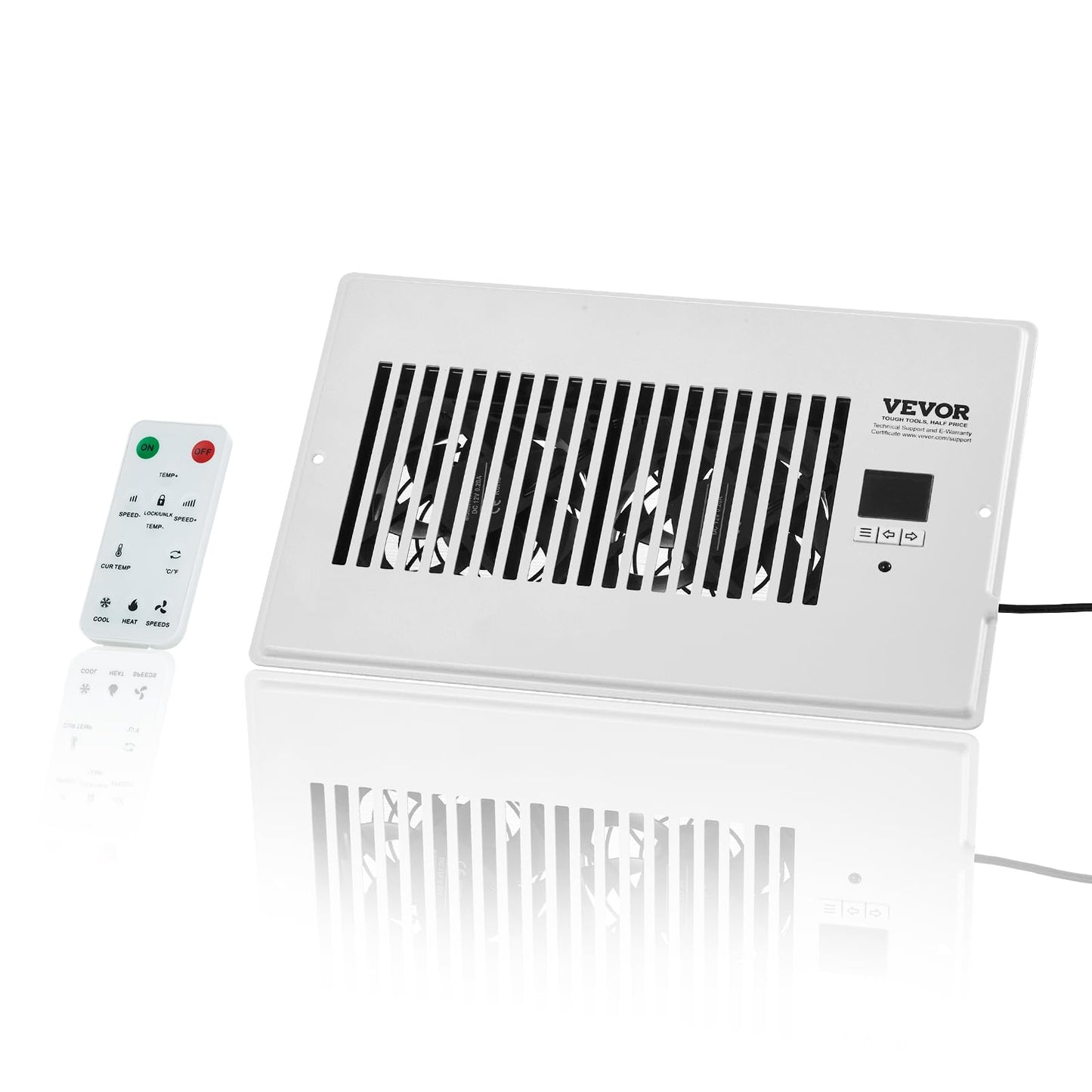 Vevor Register Booster Fan, Quiet Vent Booster Fan Fits 6 X 10 Inch Holes, With Remote Control And Thermostat Control, Adjustabl