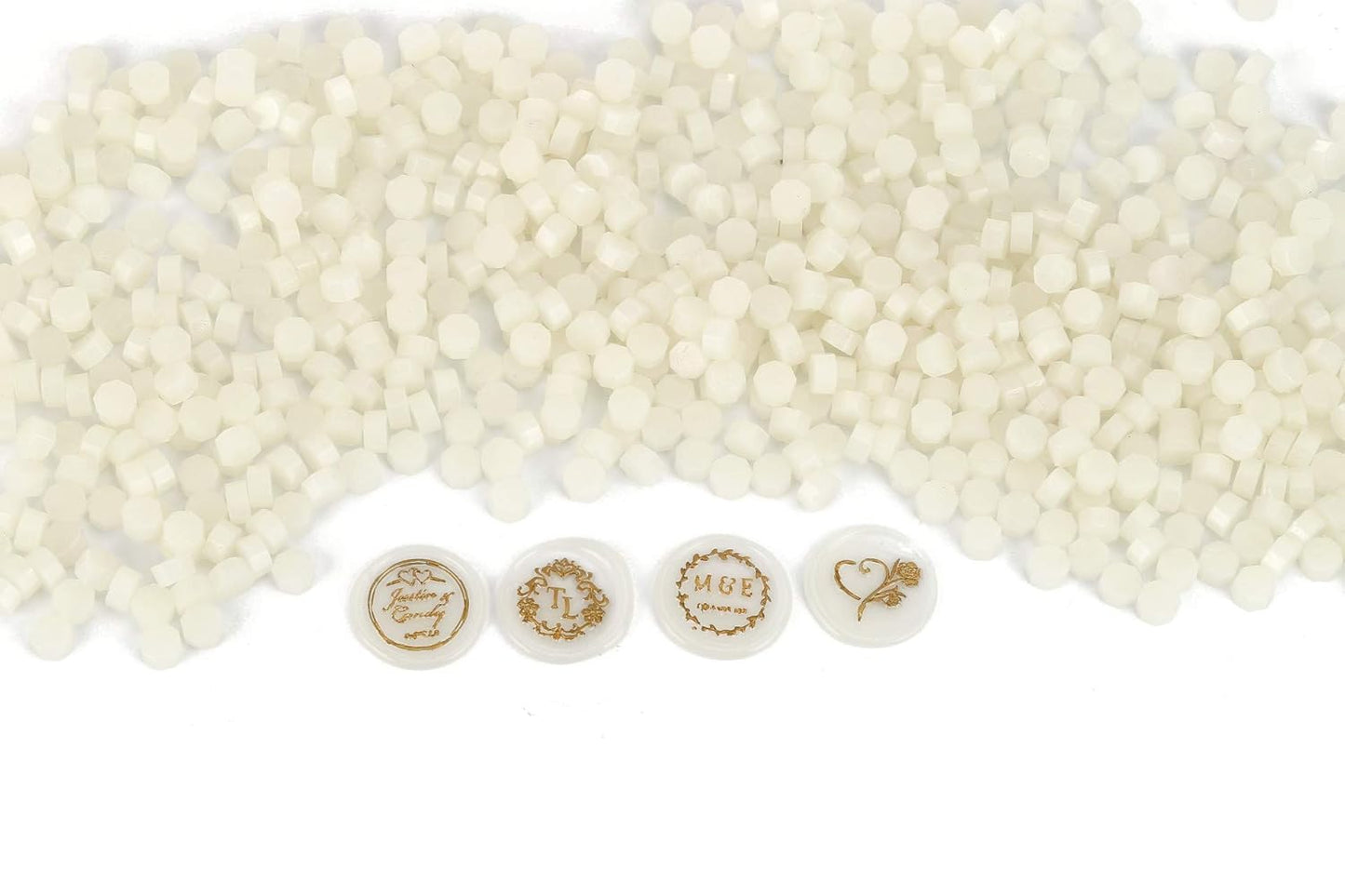 Yoption 360Pcs Cream White Sealing Wax Beads with 2 Spoons and 4 Tea Candles for Wax Seal Stamps, Cards, Wedding Invitations, Wine Packaging, Gift Wrap, Envelopes