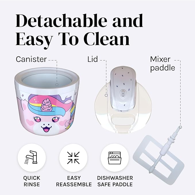 1.2 Quart Unicorn Electric Ice Cream Maker Machine for Kids – Best Countertop Ice Cream Machine for Homemade Soft Serve, Sorbet, Gelato, Frozen Yogurt – Fun & Easy Desserts for Families, easy to Clean