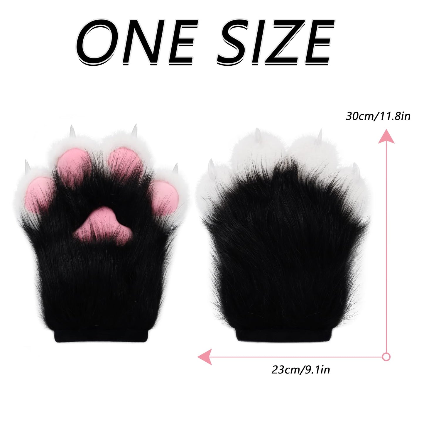 HAOAN Furry Faux Fur Fox Cat Paws Gloves Animal Fursuit Mittens Halloween Christmas Cosplay Costume Props