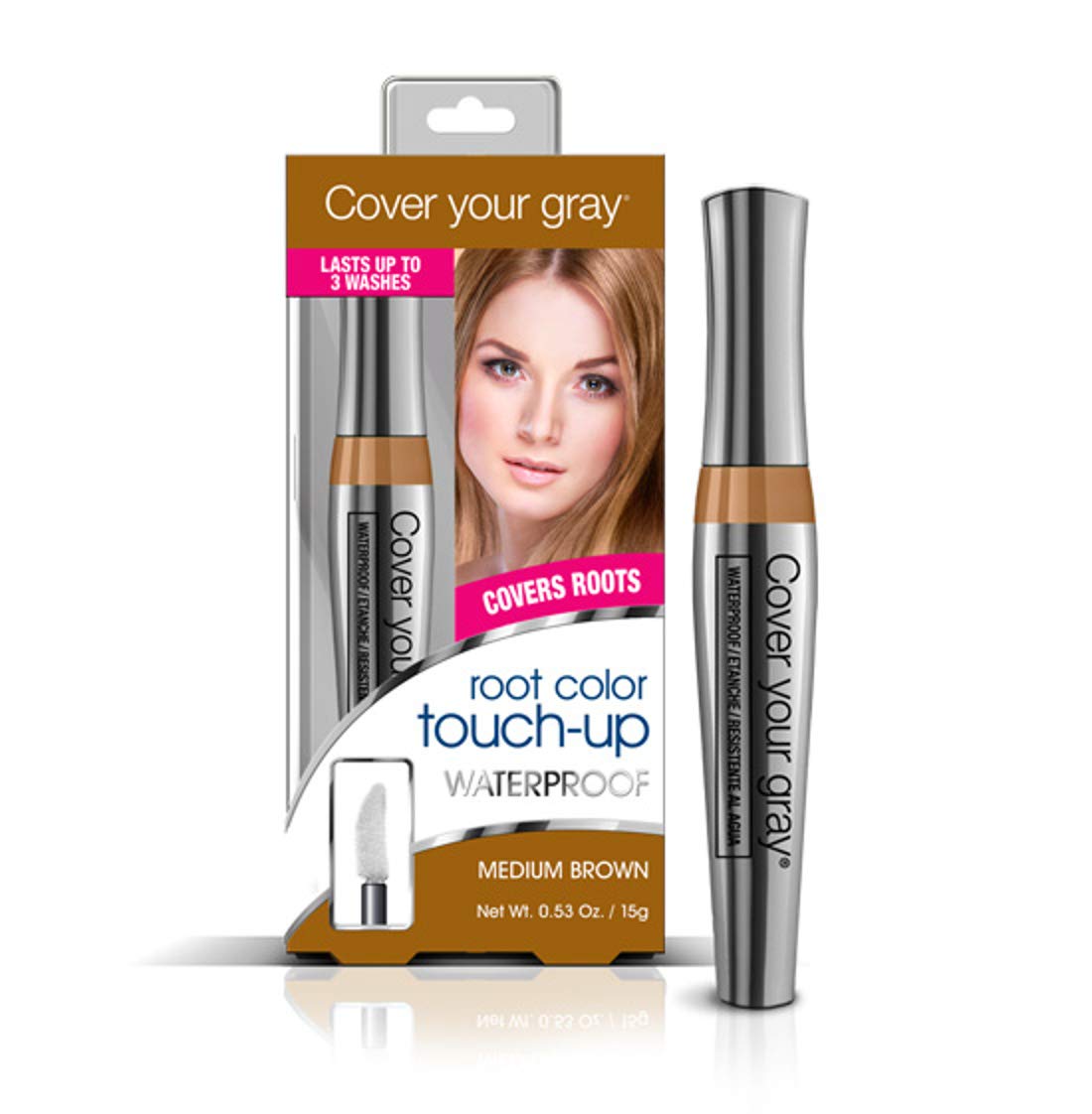 Cover Your Gray Waterproof Brush in Hair Color, Medium Brown, 0.53 Ounce
