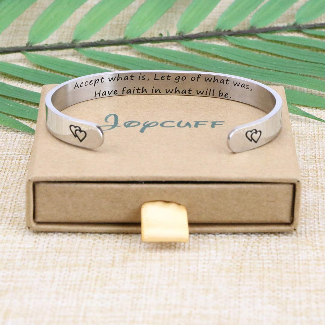 JoycuFF Christian Bracelets for Women Inspirational Encouragement Gift Accept What Is, Let Go of What Was, Have Faith in What Wi