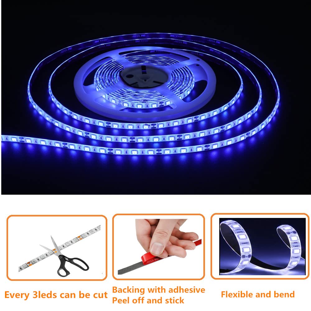 Hokiion Led Boat Strip Lights, 32.8Ft Waterproof Under  nel Lights, Blue Copper For Pontoon, Bass Fishing, Yacht, Kayak