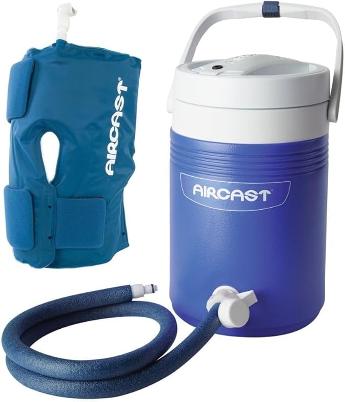 Aircast Cold Therapy Universal Fit Knee Cryo and Cuff with Gravity-Fed Non-Motorized Cooler for Maximum Cryotherapy (Blue,...