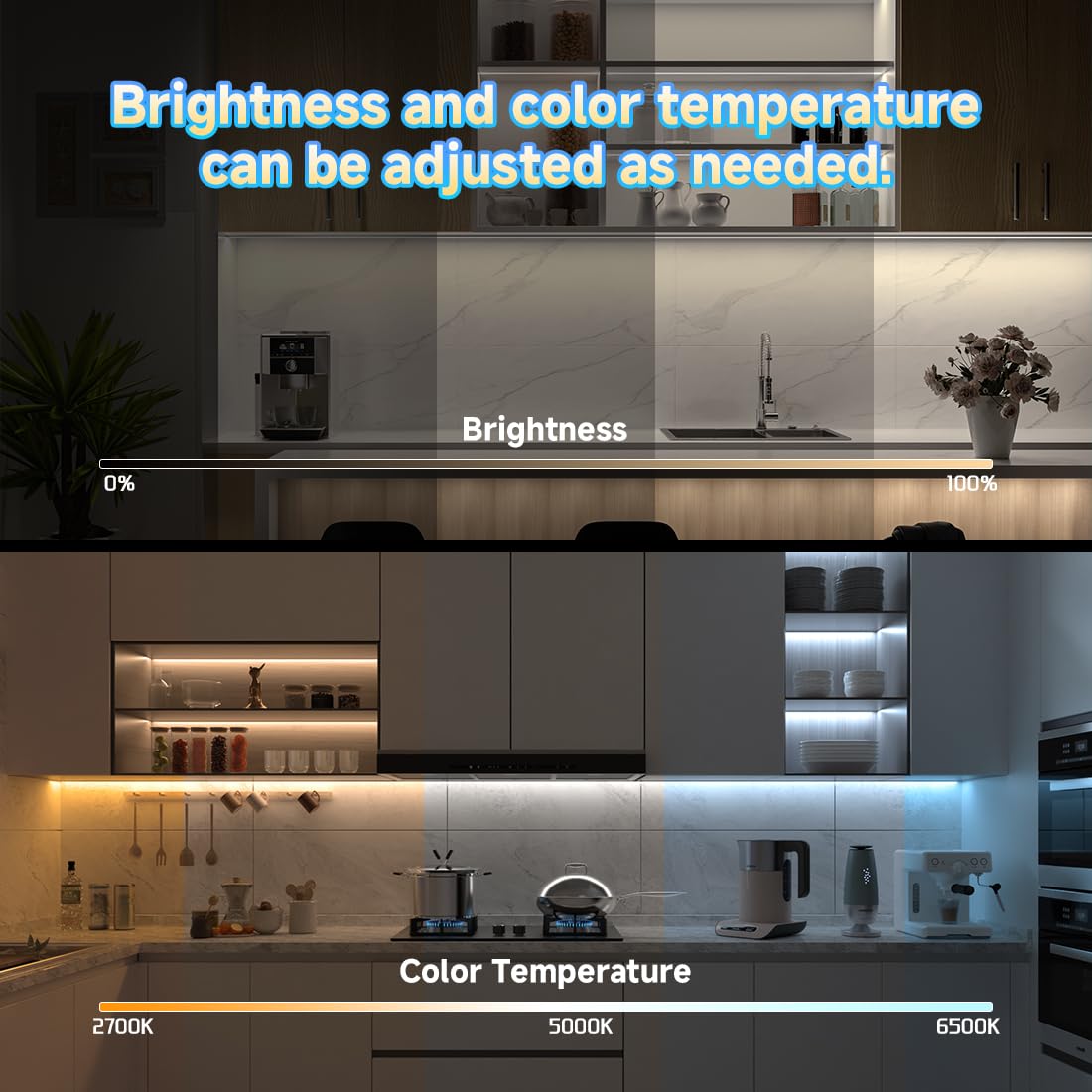 Btf-Lighting Fcob 24V Led Strip Kit, 640Led/M, 9.84Ft, Dimmable, Tunable 3000K-6000K,