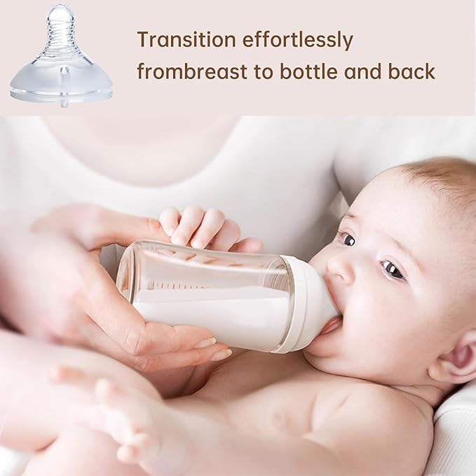 4Pack Replacement Silicone Nipple Compatible with Pigeon PP Nursing Bottle, Soft Spout Replacement for Pigeon, Easy Transition from Bottle to Cup, No Spill (S, Slow Flow)