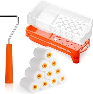 HANJKINZ Foam Paint Roller, 18 Pcs 2 Inch Small Paint Roller Kit with 10 Pack High-Density Foam Paint Roller, Paint Tray a...