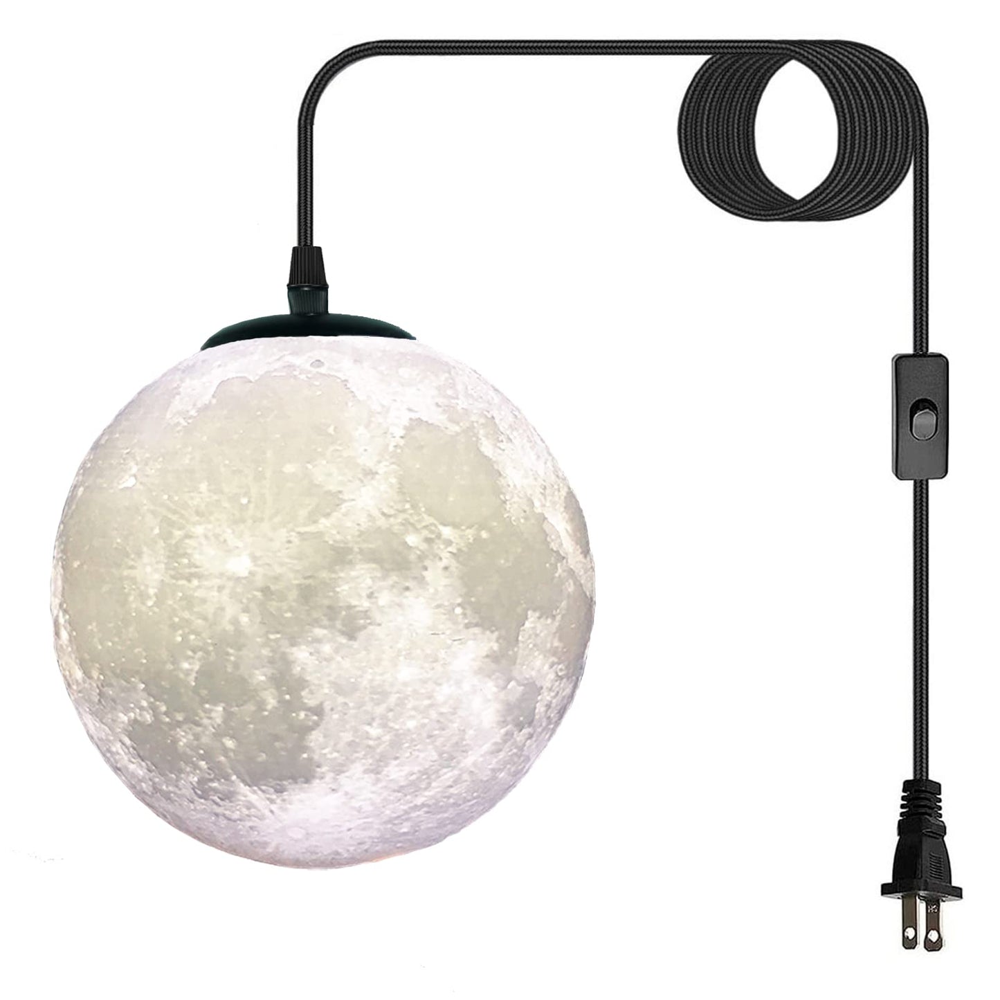 HFUGUD Plug in Pendant Lighting with Cord,Hanging Lamps That Plug Into Wall Outlet White,16.4Ft Hanging Light Cord with Switch,3