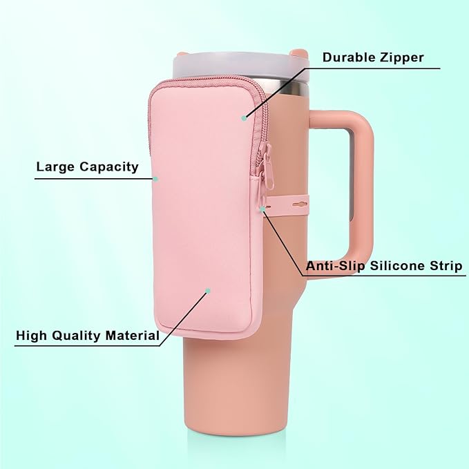 MLKSI Water Bottle Zipper Pouch for Stanley Cup Accessories, Cute Storage Bags for Stanley Tumbler with Handle, Gym Accessories for Simple Modern 40 oz Tumbler with Handle Stanley Water Bottle