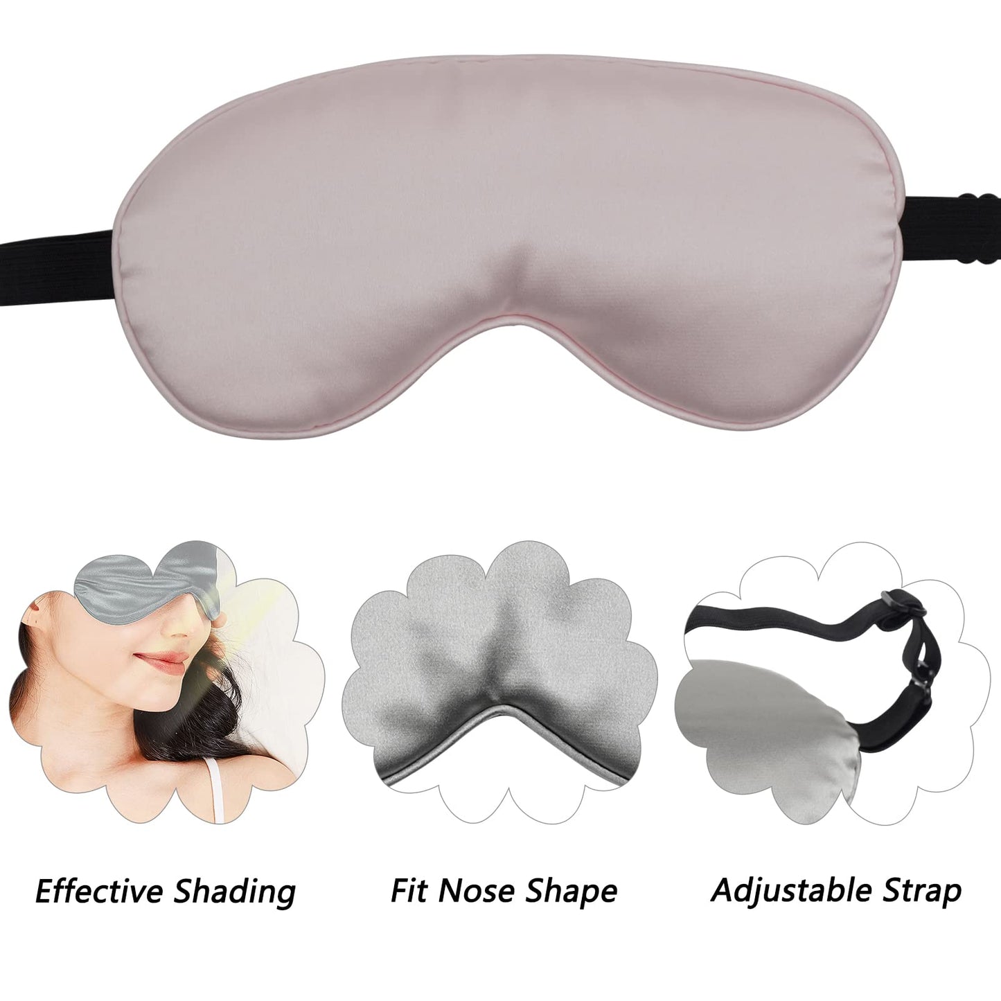 LERSVICVIL 4 Pack Eye Mask for Sleeping Silky Soft Satin Blindfold Adjustable Strap Night Eye Cover for Women Men