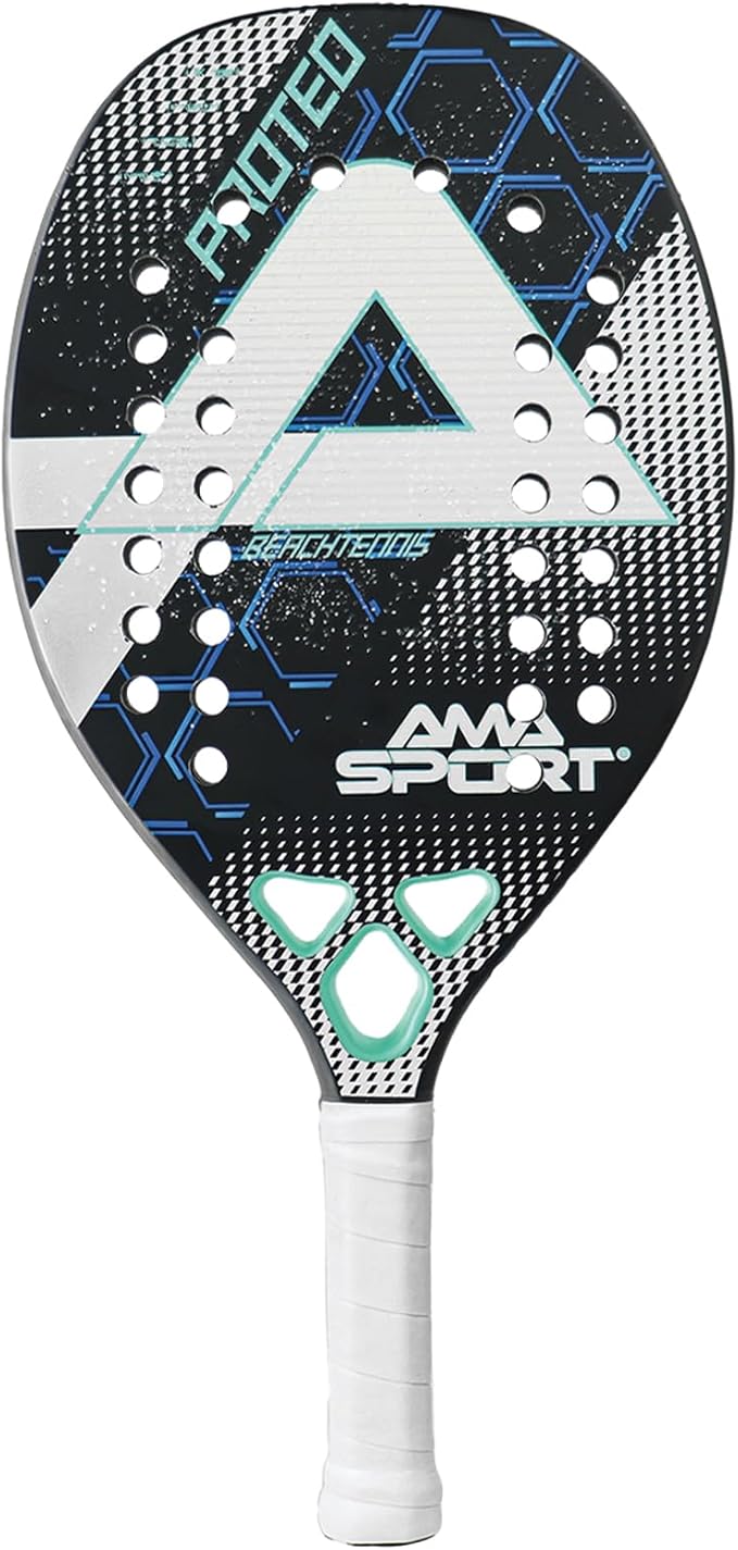 AMA SPORT Beach Tennis Racket Carbon Fiber with EVA Foam Core Professional Carbon Beach Tennis Paddles for Advanced Players