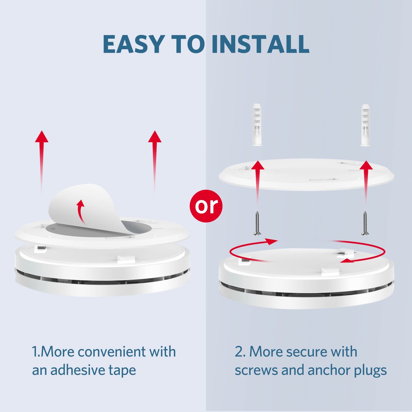 HATHEPHS Combination Smoke and Carbon Monoxide Detector Alarm, 10-Year Battery Dual Sensor Fire & CO Alarm with Large Test/Silence Button, Adhesive & Screws Included, 3-Pack