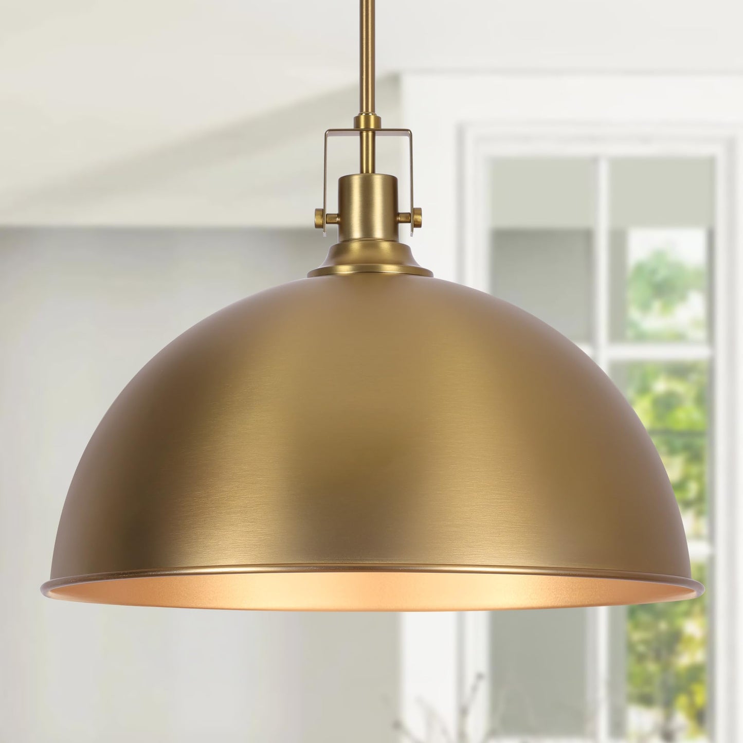 Lamqee 18 Inch Brushed Gold Large Pendant Light Kitchen Island  Farmhouse Modern Dome Pendant Light Fixtures Ceiling Hanging Lighting Chandelier For Dining Room Over Table  Bar  Hallway  Entryway