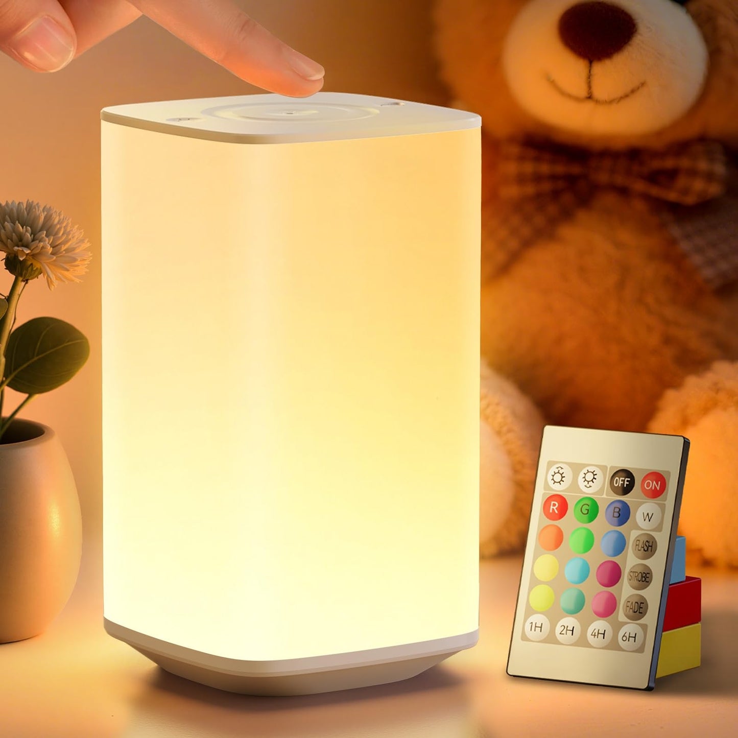 Auxmir Portable Night Light, LED Stepless Dimming, 256 RGB Colors, 4000mAh Rechargeable, Model S580, White