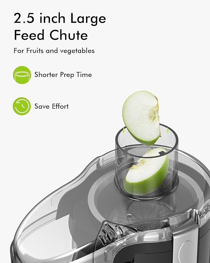 SIFENE Centrifugal Juicer Machine – Electric Juice Extractor for Home Use, Compact & Space-Saving, 2.5” Wide Feed Chute, 3-Speed Setting, Quiet Operation, Easy to Clean, BPA-Free, For Fruits & Vegetab