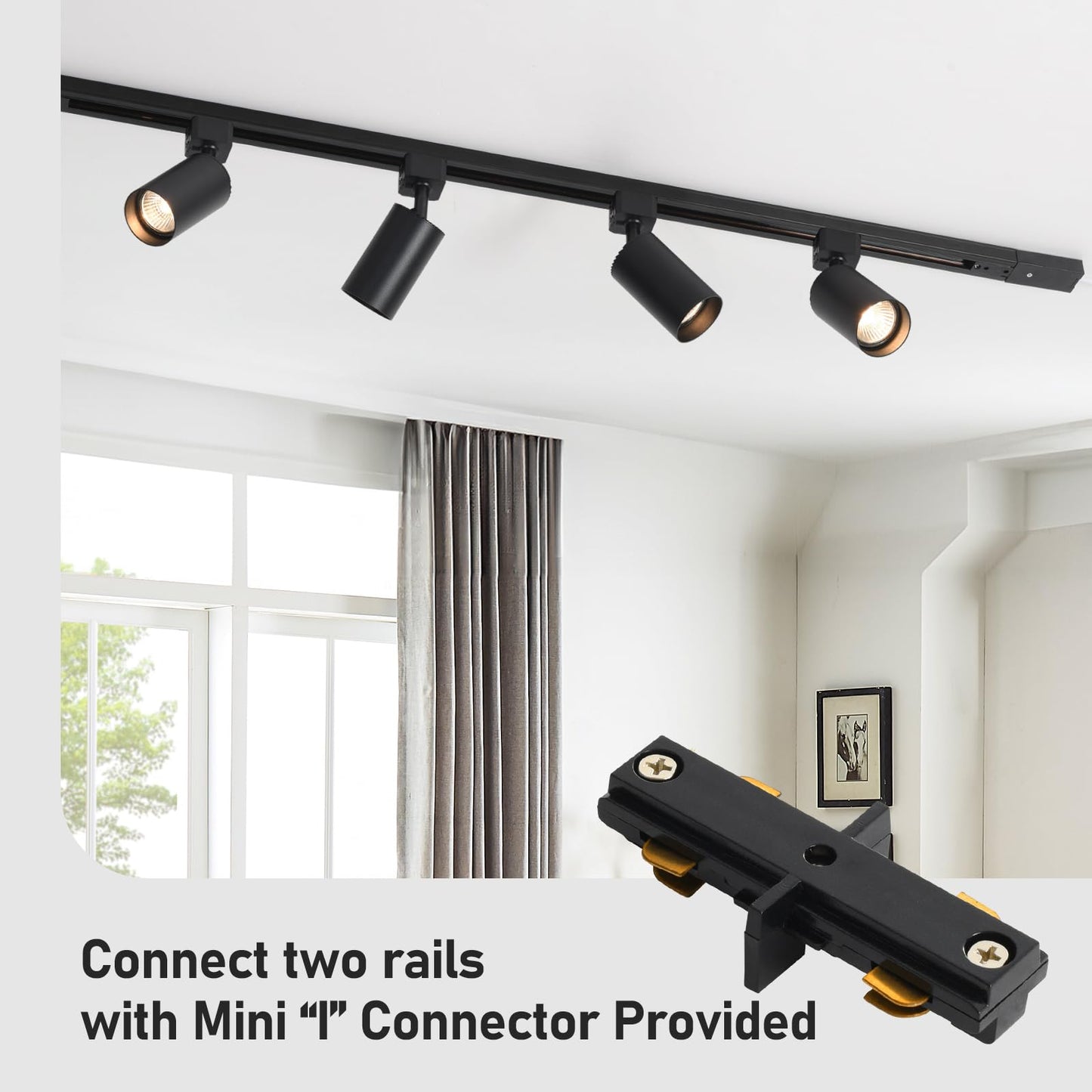 Hiiglxii 8-Light Led Track Lighting Kit With 6.6Ft H Track Lighting Rails & Floating Canopy Connector  Gu10 Track Light Kit  Modern Kitchen Track Lighting Fixtures Ceiling Spot Light  Black (No Bulbs)