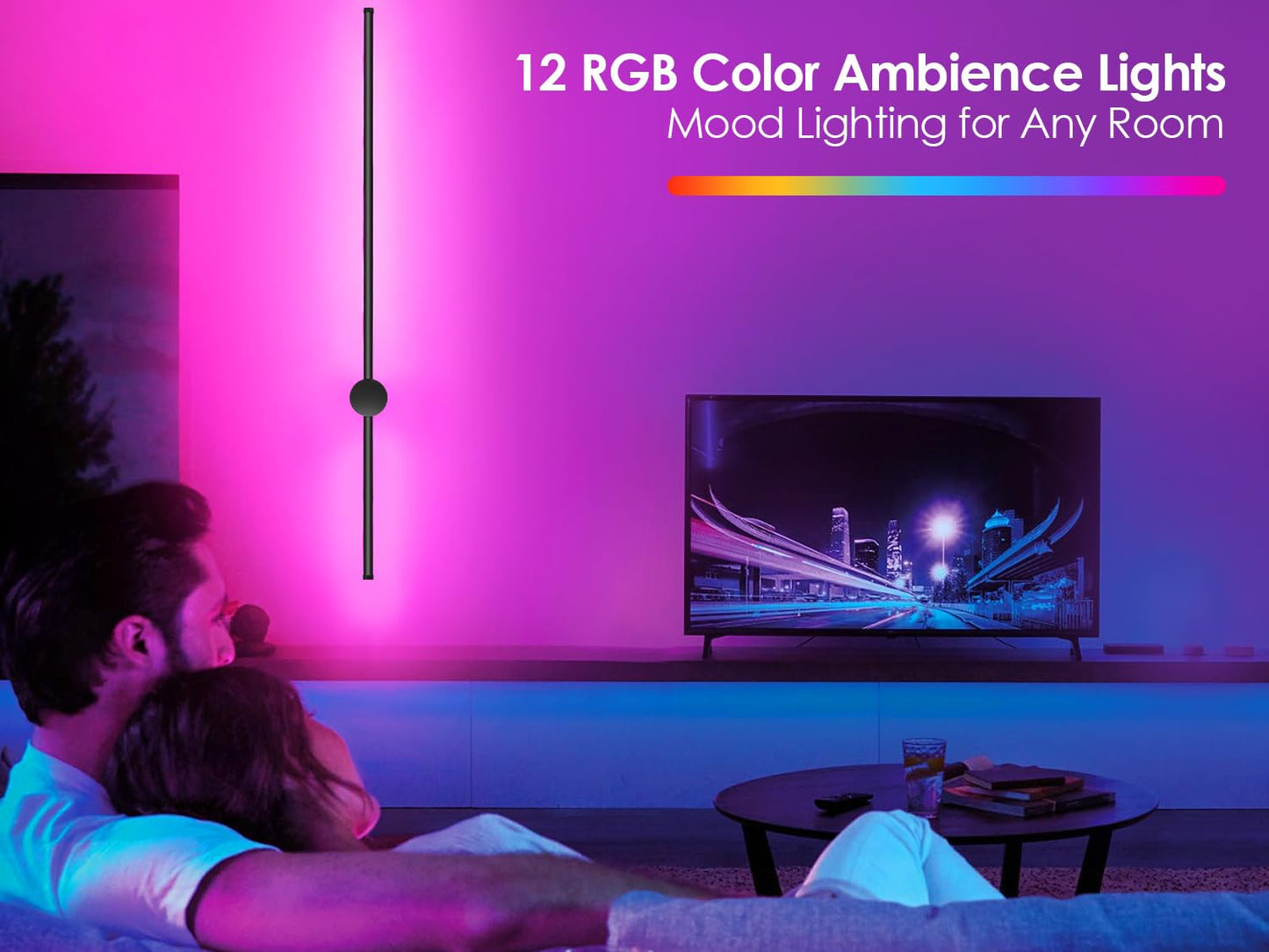 Goodate 39.4 Inch Battery Operated Wall Sconces Set, Dimmable Led, Remote Control, 12000Mah, Black, 2Pack, Model Dc-Cgz