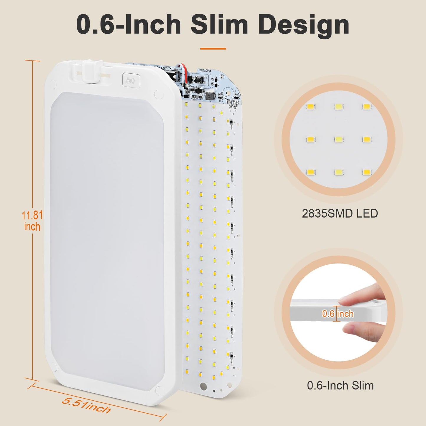SKYJDM RV Interior Lights 1200LM, 3 Color Dimmable LED, 4 Pack, 12V, White, Remote Control, for RVs/Camper/Boat