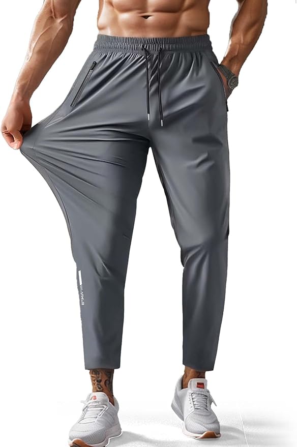 Hidkat Men's Hiking Pants Quick-Dry Lightweight Sweatpants Outdoor Fishing Pants Water Resistant with Zipper Pockets