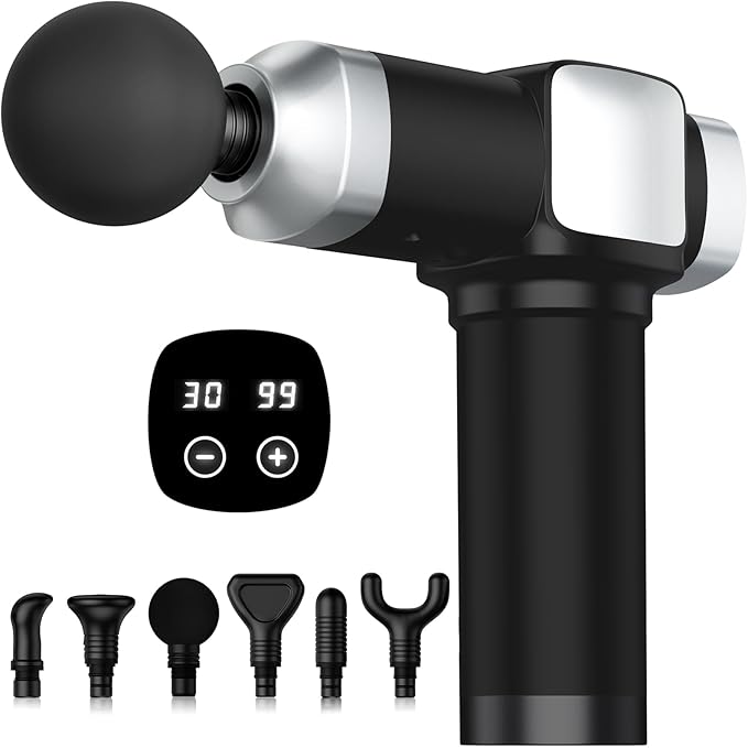 CAMEFER Deep Tissue Massage Gun, Portable Percussion Electric Muscle Massager for Pain Relief, Handheld Massagers with 30 ...