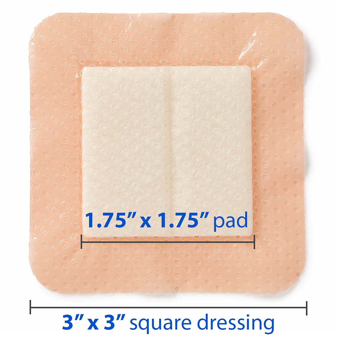 Medline Optifoam Gentle EX Bordered Foam Adhesive Dressing, 3" x 3" Square (10 Count)