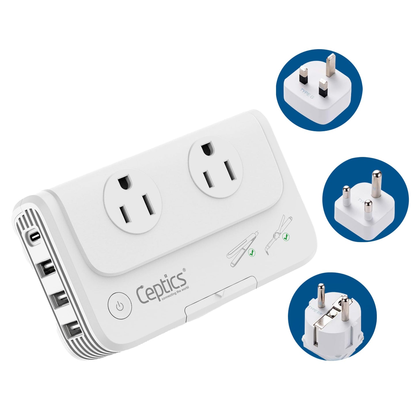 Ceptics South Africa Voltage Converter - 200W Convert 220V To 110V For Devices Like Curling Iron, Straightener, Chargers, Step D