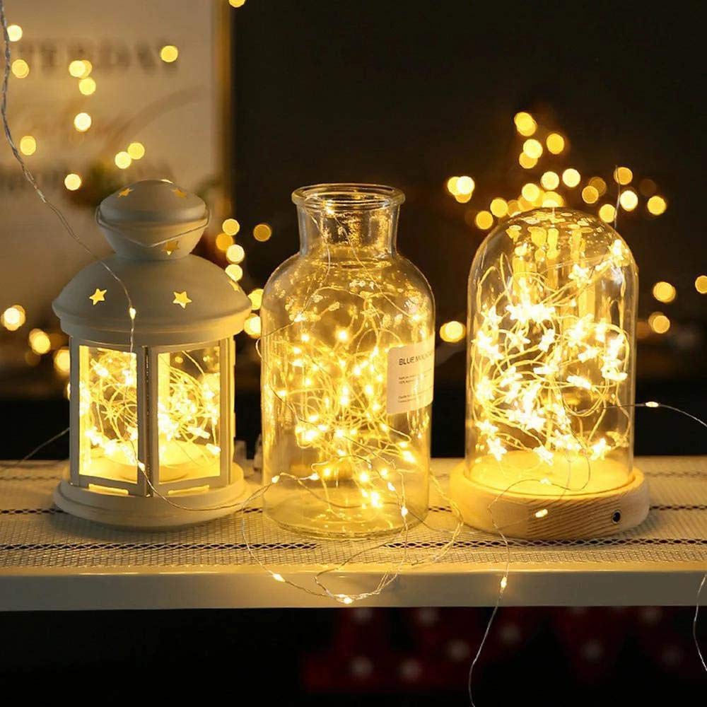 Baisico Waterproof Led String Lights, 2 Pack 20Ft, 60 Warm White Copper Wire Fairy Lights