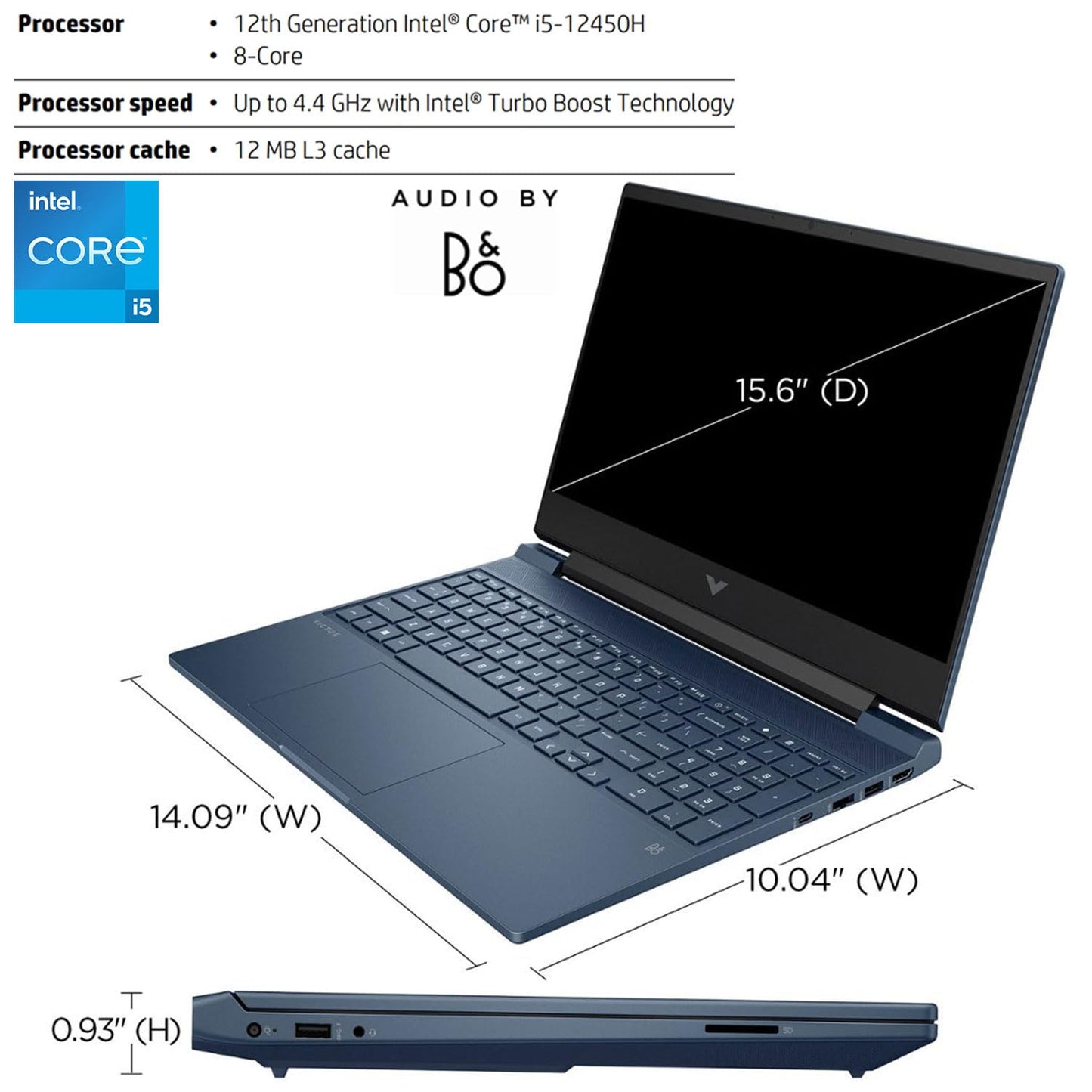 Hp Victus 15.6 I5 Premium Gaming Laptop, 15.6 Fhd 1920*1080 144Hz, Intel Core I5-12450H, Nvidia Geforce Rtx 3050, 64Gb Ram, 2Tb