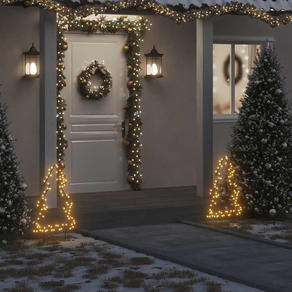 vidaXL Christmas Light Decoration with Spikes, 80 LEDs, 23.6in Warm White, Black Iron, Model 357719