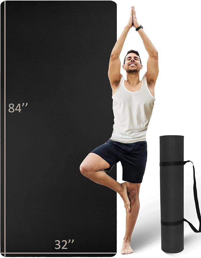 Extra Long & Wide Thick Yoga Mat for Tall Men & Women, 84'' x 32'' x 7mm Oversized Yoga Mat Double-Sided Non Slip, Pro TPE...