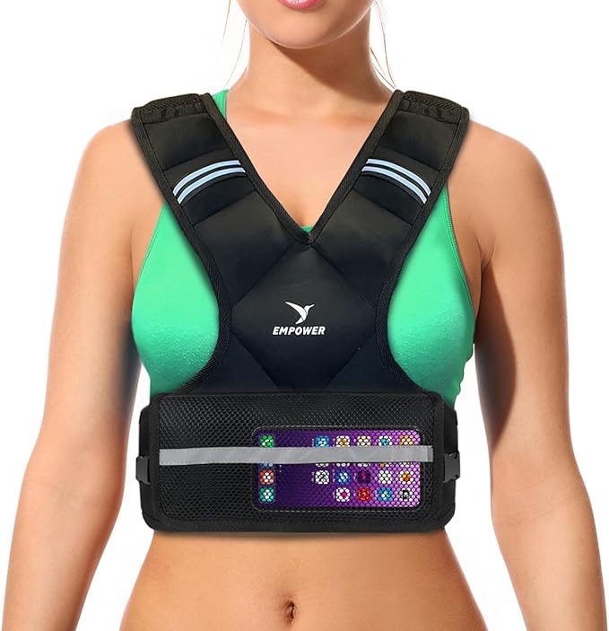 EMPOWER Weighted Vest for Women with Reflective Strips – Adjustable 4-10lbs (4 in1) or Adjustable10-16lbs (4 in 1), Streng...