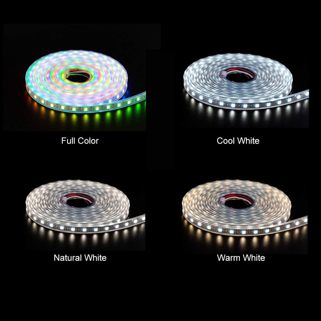 Btf-Lighting Rgbw Sk6812 Led Strip, 16.4Ft, 300 Leds, Ip65, Rgb+Warm White, Individually Addressable, White Pcb