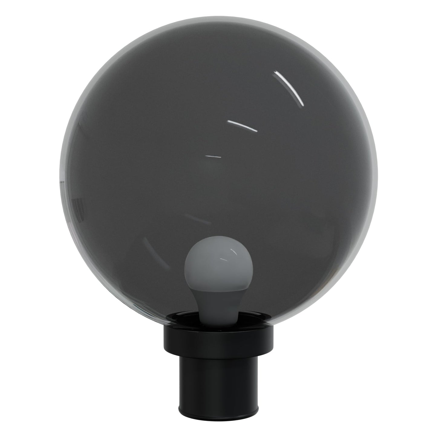 Kastlite 12 Outdoor Light Post Globe Combo  Fits 3 Posts - Smoke Acrylic Lamp Cover  Black Twist Lock Fitter  5000K Led Bulb - Modern Driveway Yard Lamppost Lighting Fixture  Outdoor Pole Lights
