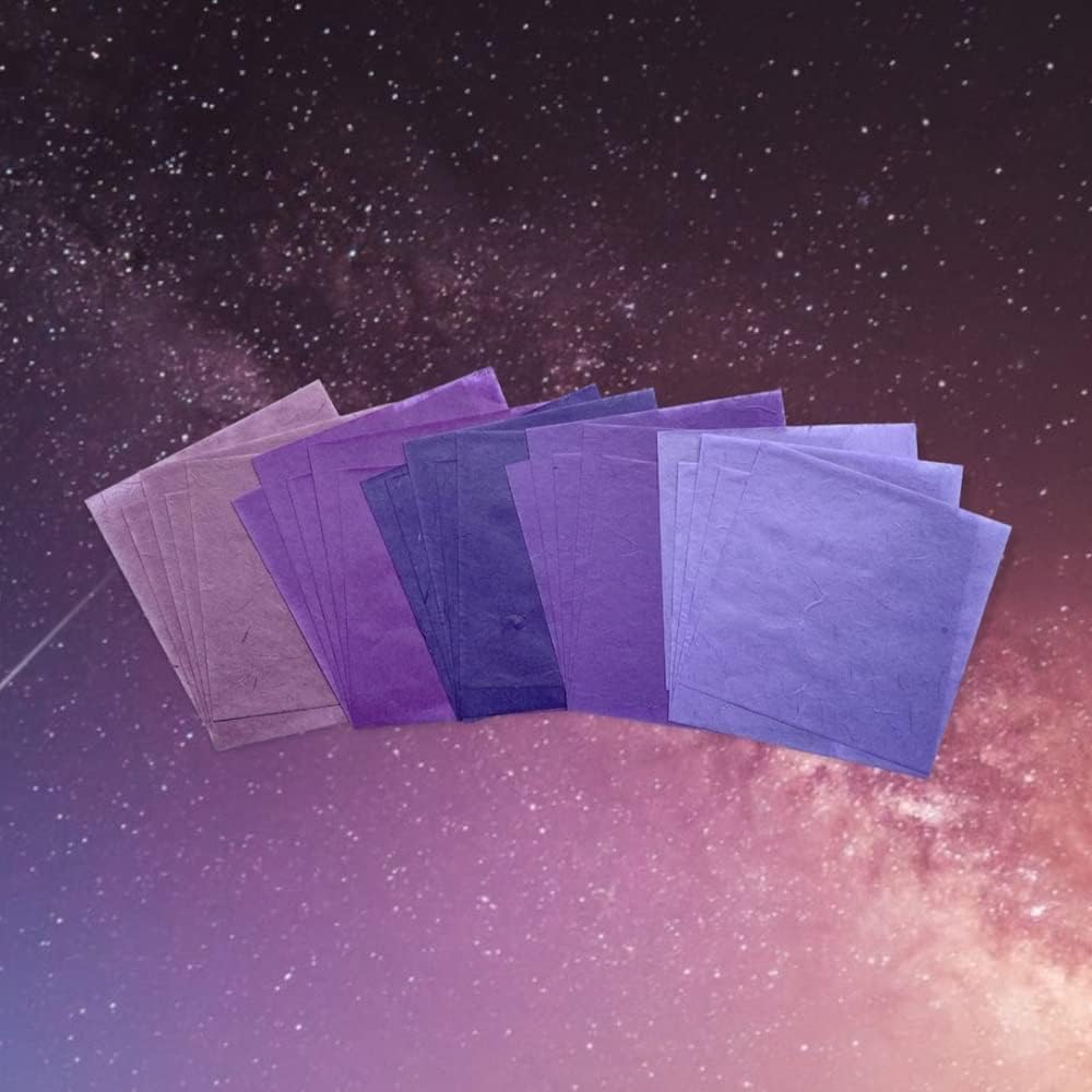 8 x 8 Inches Natural Fiber Mulberry Tree Mulberry Paper Sheets 50 Sheets Square Origami Paper Arts Folding Craft, Square Folding Paper for DIY Crafts (Purple Tone, 8"x8")