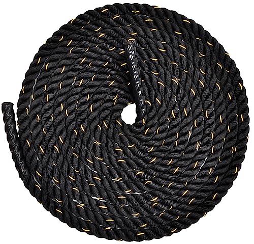 Fitvids Battle Rope 1.5Inch 2 Inch Diameter Poly Dacron 30 FT, 40 FT, 50 FT Length, Heavy Ropes for Home Gym and Workout