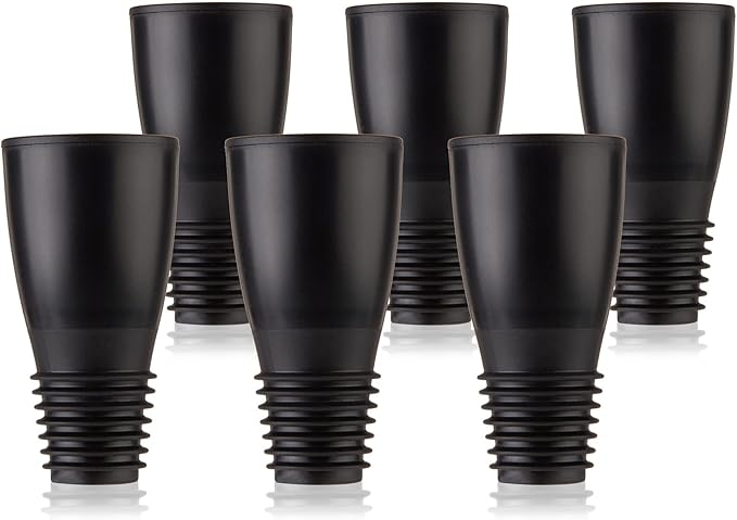 Alchemi Repour Wine Saver Stoppers - Easy to Use Vacuum Seal Stoppers - Removes Oxygen - Set of 6