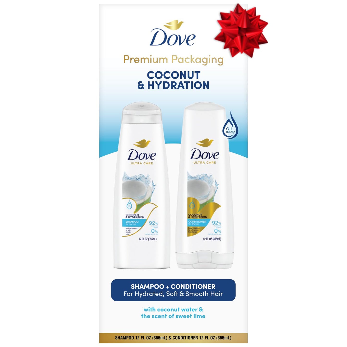 Dove Shampoo and Conditioner Set, Coconut & Hydration - Moisturizing Hair Products for Dry Hair, Coconut Water & Sweet Lime Scen