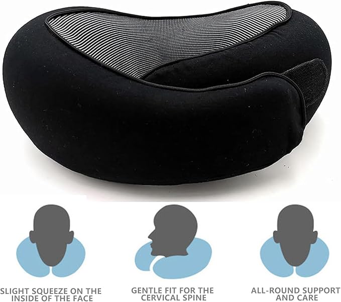 Travel Neck Pillow, Memory Foam Airplane Travel Pillow, 360 Degree Comfort and Breathability, Washable Modal Cover,Stowable U-Shaped Pillow