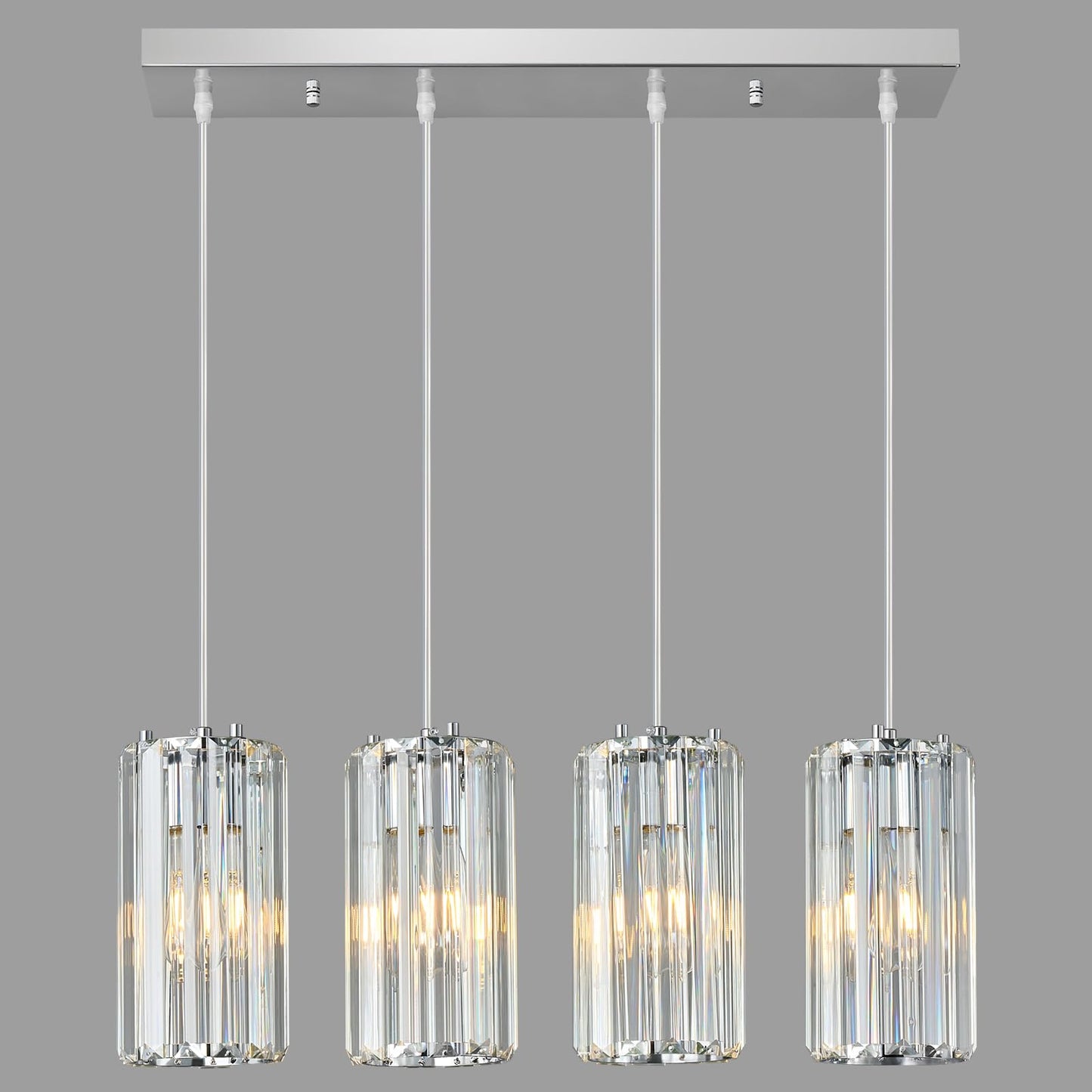 Zhllmq Chrome Pendant Lighting Modern Pendant Light  Mini Crystal Chandeliers Adjustable Pendant Light Fixture For Kitchen Island Dinning Room Corridor Bedroom(Gold 4-Light)